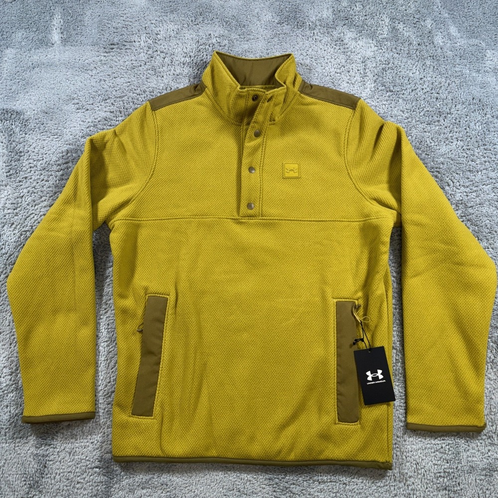 Under Armour UA Expanse Scout Green Fleece 1/2 Button Sweater Men's S NWT
